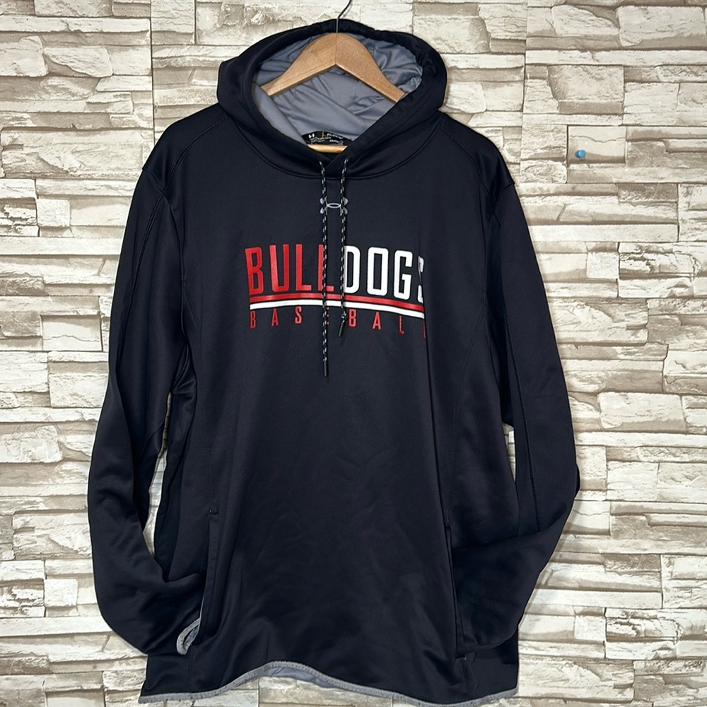 UNDER ARMOUR 2XL BULLDOGS Baseball Men’s Black Drawstring Sweatshirt Hoodie